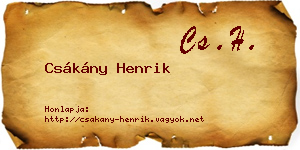 Csákány Henrik névjegykártya